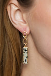 Semi-Precious Rectangle Earrings