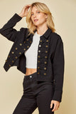 01-Double Button Military Jacket- Black